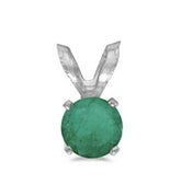 14 Karat White Gold Pendant with One 5mm Round Emerald.
Chain is Sold